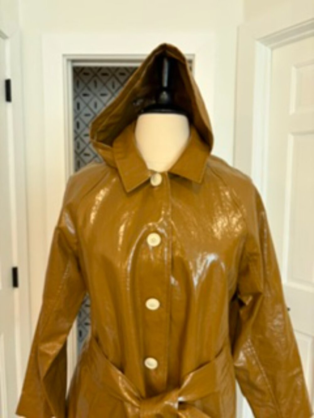 JCrew Collection Laminated Linen Trench in Golden Brandy Sz L - Picture 5 of 8